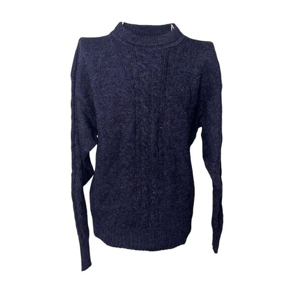 Rare Crew 100% SHETLAND WOOL PULLOVER Sweater Mens Blue size large - Picture 2 of 7